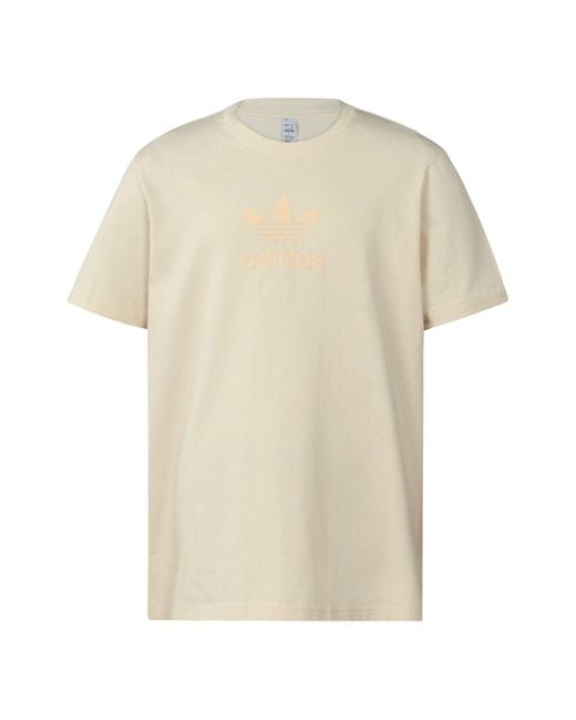 Adidas Natural Originals Solid Color Logo Round Neck Short Sleeve Creamy for men