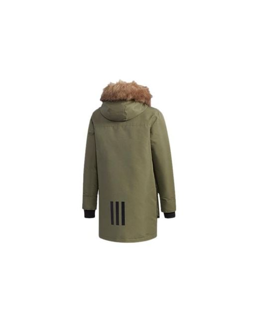Adidas Green Neo M Strt Down Prk Sports Hooded Stay Warm Down Jacket Khaki for men