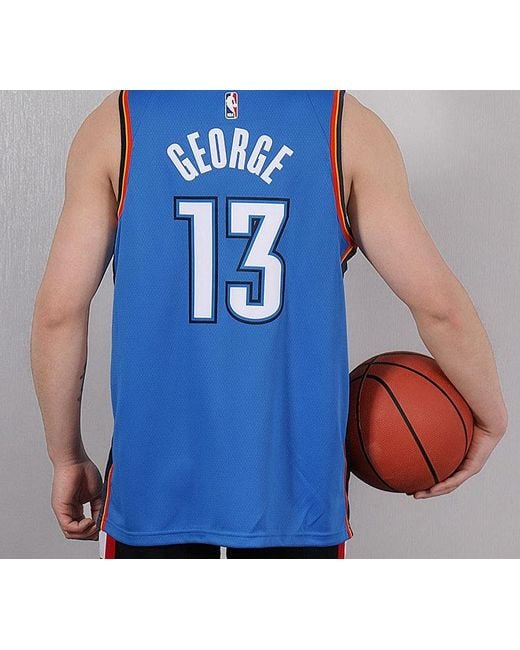 Nike Blue Nba Basketball Jersey Sw Fan Edition Oklahoma City Thunder Paul George No. 13 for men