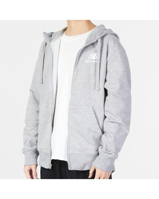 New Balance White Essentials Stacked Logo French Terry Jacket 'Classic' for men
