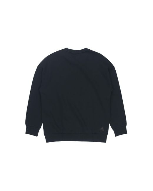 Adidas Blue Logo Applique Hooded Round-Neck Loose Sweater for men