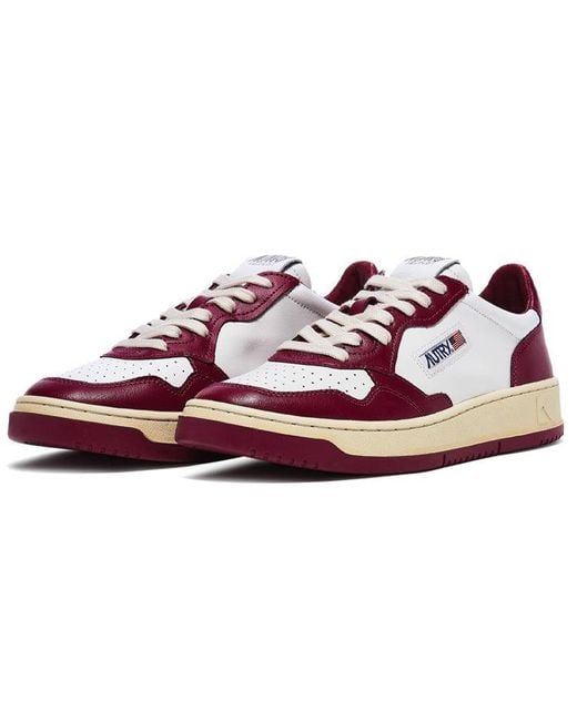 Autry White (Wmns) Medalist Low Top Bicolor Burgundy'