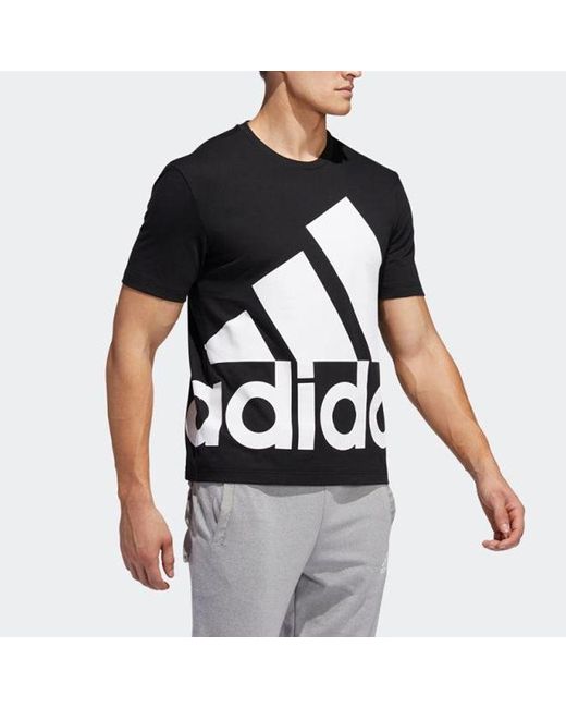 Adidas Black Large Logo Printing Short Sleeve for men