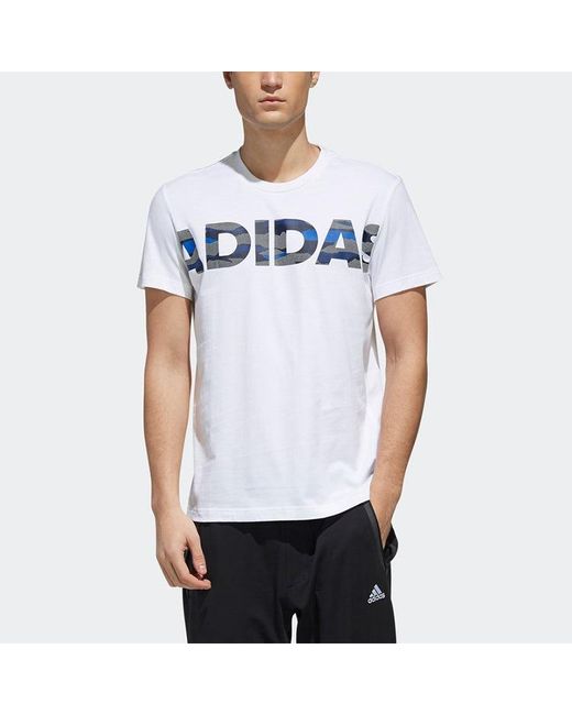 Adidas White Logo Large Alphabet Printing Short Sleeve for men