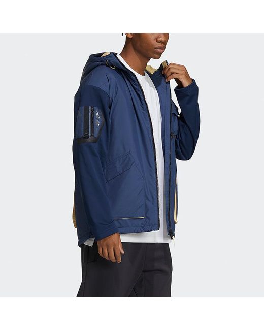 Adidas Blue Urban Pad Jkt Outdoor Sports Hooded Jacket for men