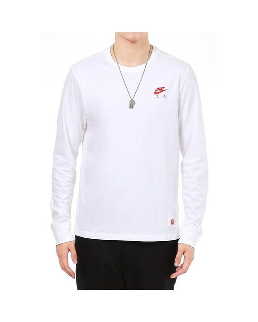 Nike White Sportswear Shoes Pattern Printing Sports Round Neck Long Sleeves T-Shirt for men