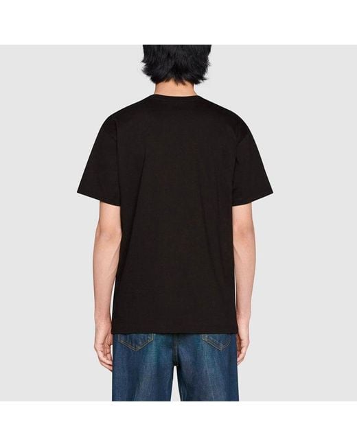Gucci Black Fw21 Interlock Double G Printing Cotton Short Sleeve T-Shirt for men