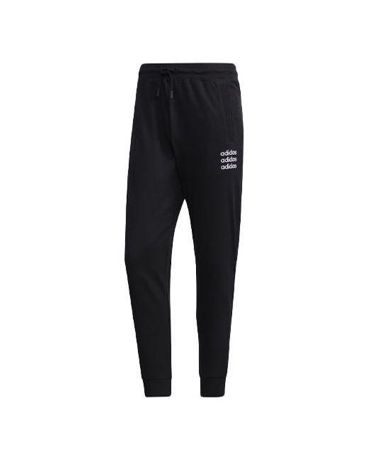 Adidas Black Neo Logo Pattern Bundle Feet Casual Sports Pants for men