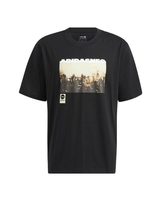 Adidas Black Neo M Sw Photo Tee Pattern Printing Athleisure Casual Sports Short Sleeve Couple Style for men
