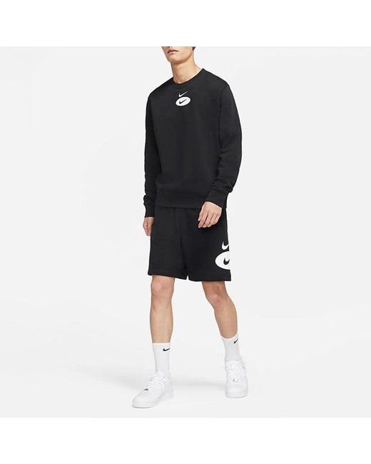 Nike Black Sportswear Contrasting Colors Logo Loose Lacing Casual Shorts for men