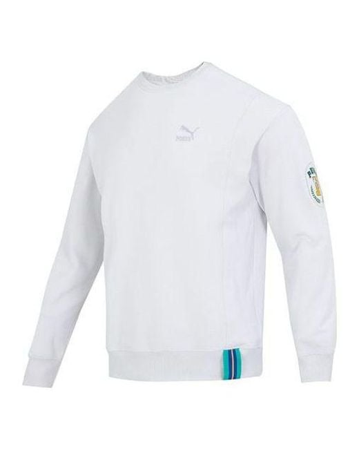 PUMA White Team Badge Crew Sweater for men