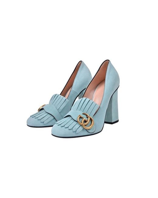 Gucci Blue (Wmns) Marmont Suede Heels 'Light'