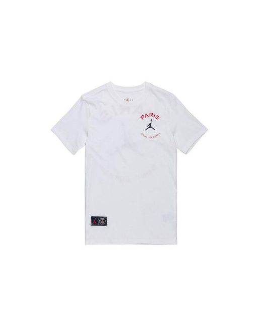 Nike White Paris Saint-Germain Logo Printing Sports Round Neck Short Sleeve for men