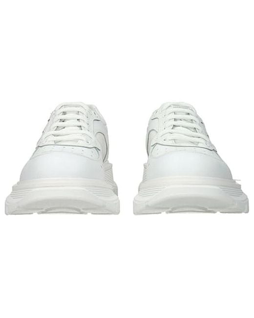 McQueen White Tread Suede-Panelled Leather Trainers for men