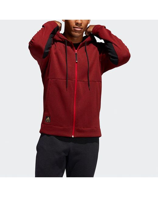 Adidas Red Cny Cu Hoodie Basketball Sports Hooded Jacket for men