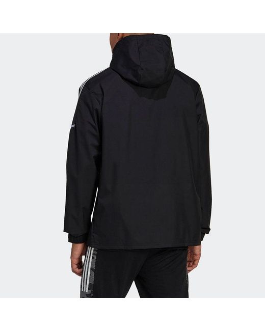 Adidas Black Con21 Aw Jkt Soccer/Football Sports Hooded Jacket for men