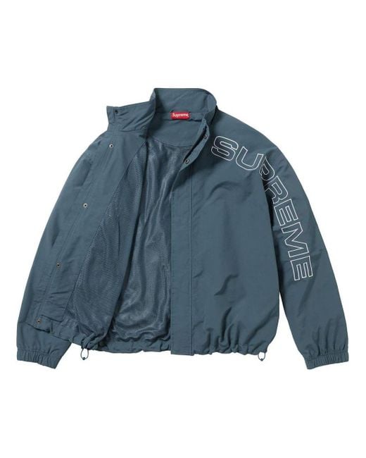 Supreme Blue Spelled Out Embroidered Track Jacket for men
