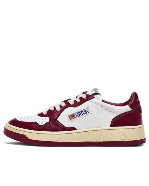 Autry White (Wmns) Medalist Low Top Bicolor Burgundy'