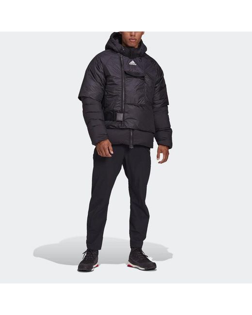 Adidas Blue Detachable Hooded Waterproof Down Jacket for men
