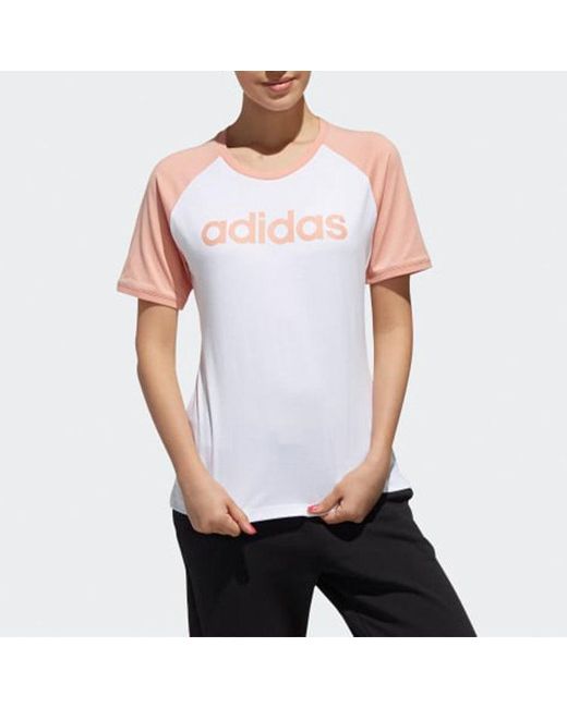 Adidas White (Wmns) Neo Colorblock Logo Printing Short Sleeve