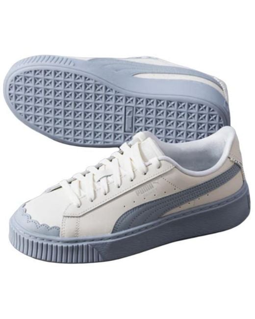 PUMA White (Wmns) Basket Platform Shoes 'Pearl'