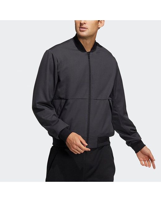 Adidas Blue Fi Jkt Wv Bomb Logo Printing Fleece Lined Stay Warm Sports Jacket for men