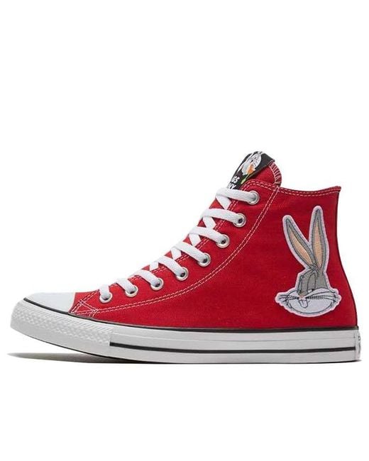 Converse Looney Tunes X Chuck Taylor All Star High '0th Anniversary - Bugs  Bunny Patch' in Red for Men | Lyst