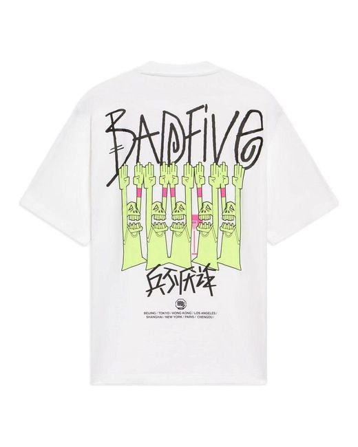 Li-ning White Badfive Graphic Loose Fit T-Shirt for men