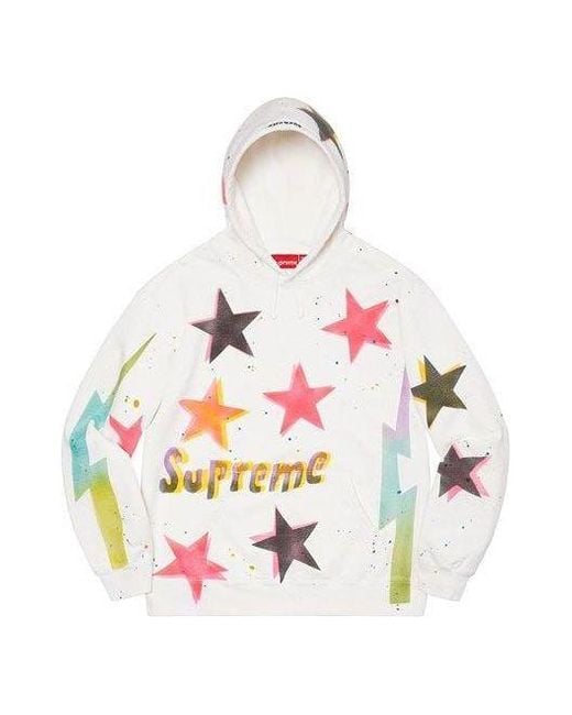 Supreme White Gonz Stars Hooded Sweatshirt for men
