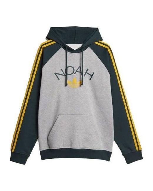 Adidas Gray Originals X Noah Crossover 3-Stripes Logo Printing Colorblock Pullover for men
