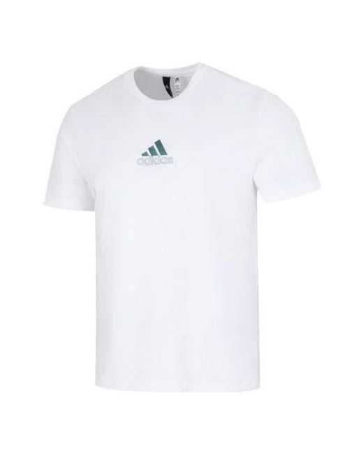 Adidas White U Jf Ss Tee 2 Logo Athleisure Casual Sports Round Neck Short Sleeve T-Shirt for men
