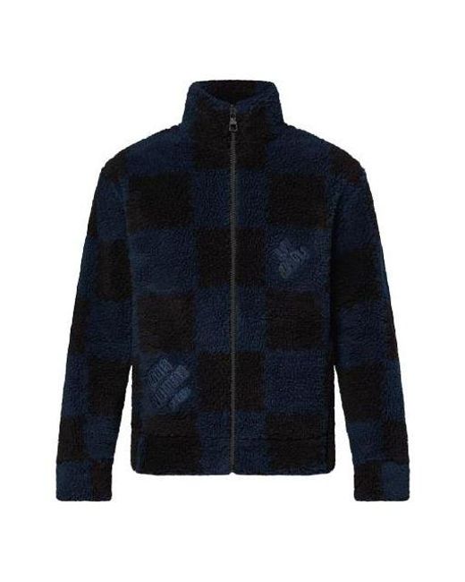 Louis Vuitton Blue X Nigo2 Crossover Lv2 Ss22 Grid Lamb's Wool Zipper Stand Collar Jacket Autumn for men