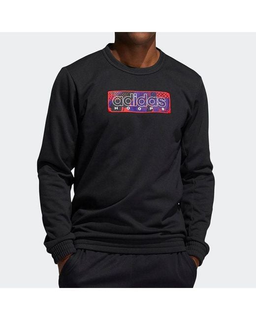 Adidas Blue Mic Gfx Crew New Year's Edition Basketball Sports Fleece Lined Round Neck Pullover for men