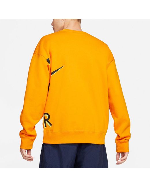 Nike Yellow Air X Kim Jones Crossover Logo Printing Fleece Round Neck Us Edition Couple Style for men