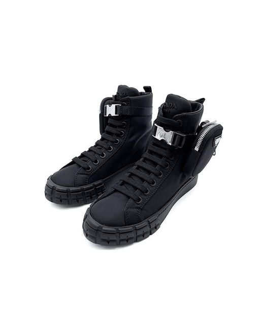 Prada Blue (Wmns) Wheel Re-Nylon Hight Sneakers With Larger Pouch