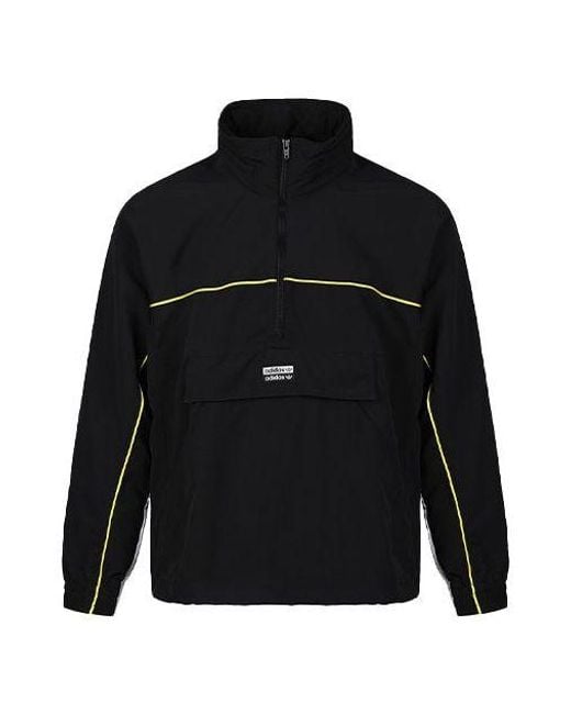 Adidas Black Originals Stand Collar Pullover Sports Jacket for men