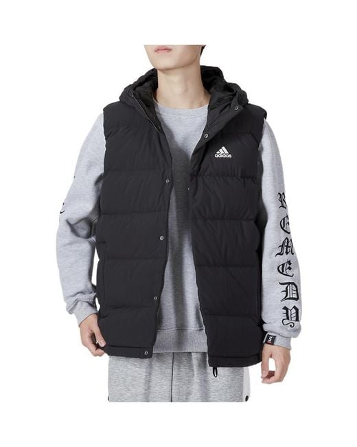 Adidas Blue Helionic Hooded Down Vests for men