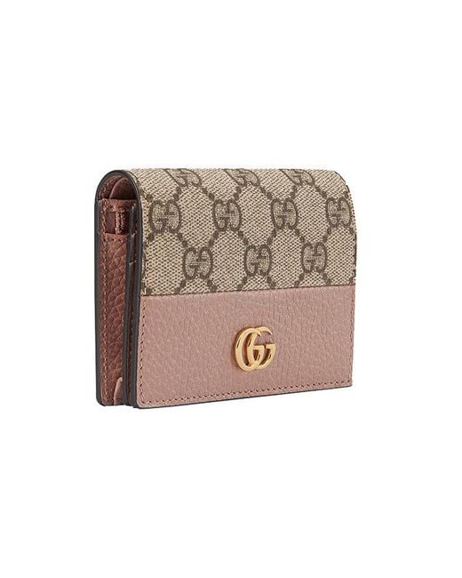 Gucci Pink Gg Marmont Bi-Colour Card Case Wallet