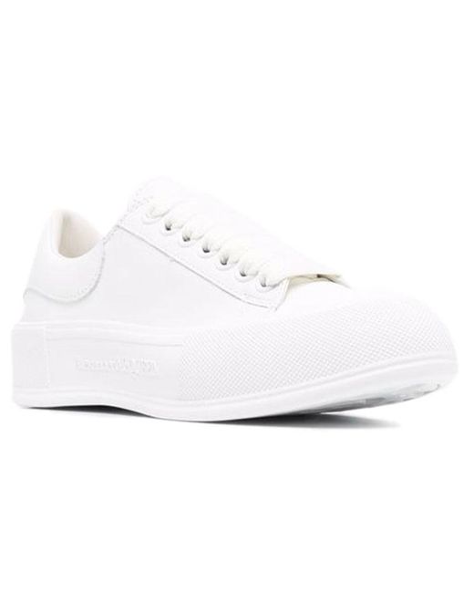 McQueen White (Wmns) Deck Plimsoll Lace-Up Sneakers