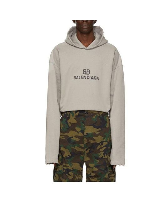 Balenciaga Gray Bb Pixel Print Hoodie for men