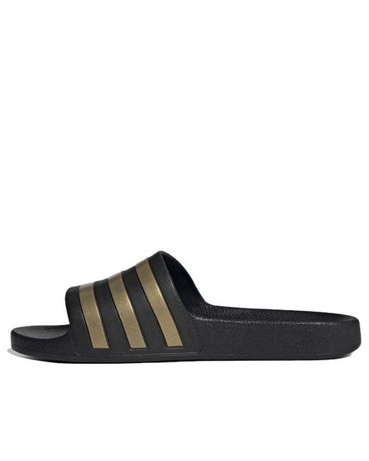 Adidas Black Adilette Aqua Slides Metallic' for men
