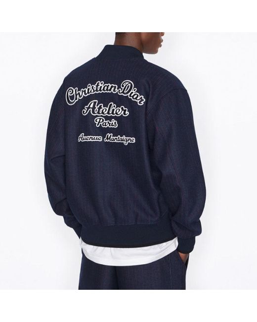 Dior Blue Ss22 Logo Printing Stripe Long Sleeves Jacket Autumn for men