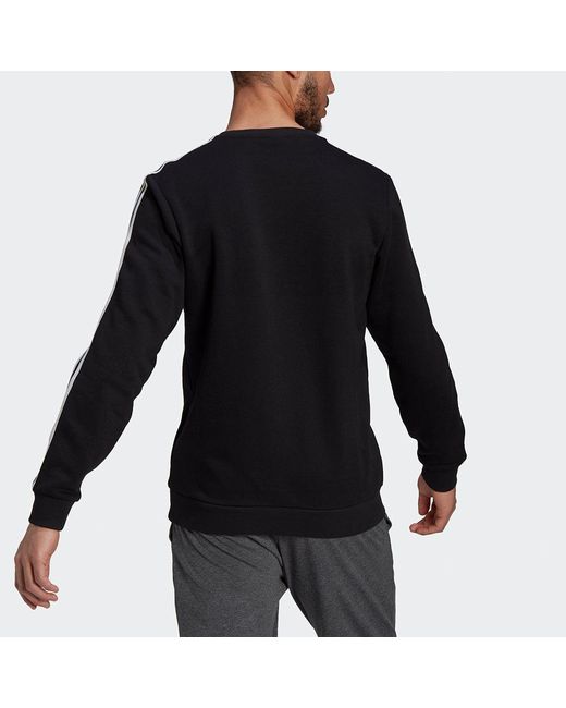 Adidas Blue 3S Fl Swt Stripe Sports Round Neck Pullover for men