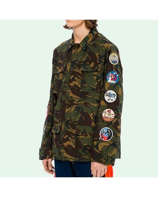 Off-White c/o Virgil Abloh Green Back Arrows Sketch Medal Ribbon Camouflage Jacket for men