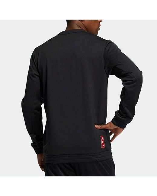 Adidas Blue Mic Gfx Crew New Year's Edition Basketball Sports Fleece Lined Round Neck Pullover for men