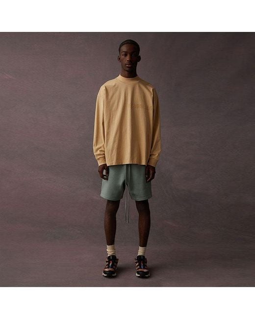Fear Of God Natural Ss23 Long Sleeve Logo Tee 'Sand' for men