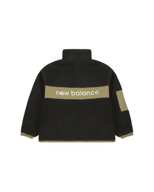 New Balance Black (Wmns) Splicing Retro Stand Collar Knit Lamb's Wool Short Jacket