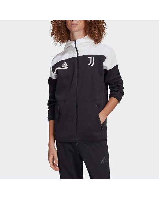 Adidas Black Juve Zne 20-21 Season Juventus Soccer/Football Sports Jacket for men