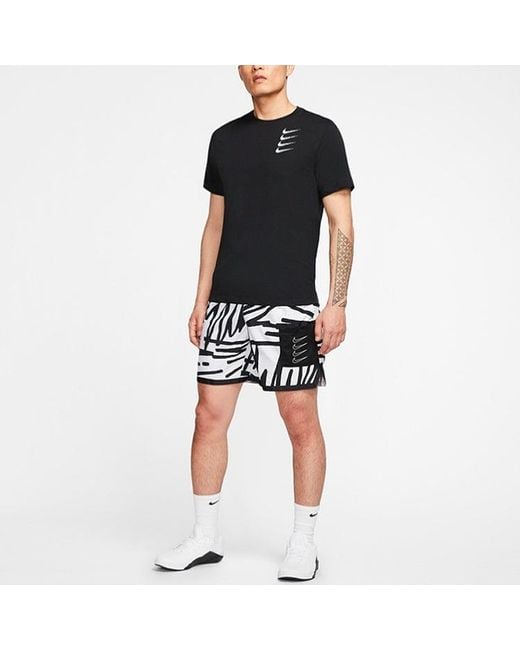 Nike Black Round Neck Training Short Sleeve 'Multi Swoosh' for men