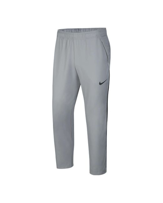 Nike Gray Dri-Fit Solid Color Logo Straight Breathable Sports Pants/Trousers/Joggers for men